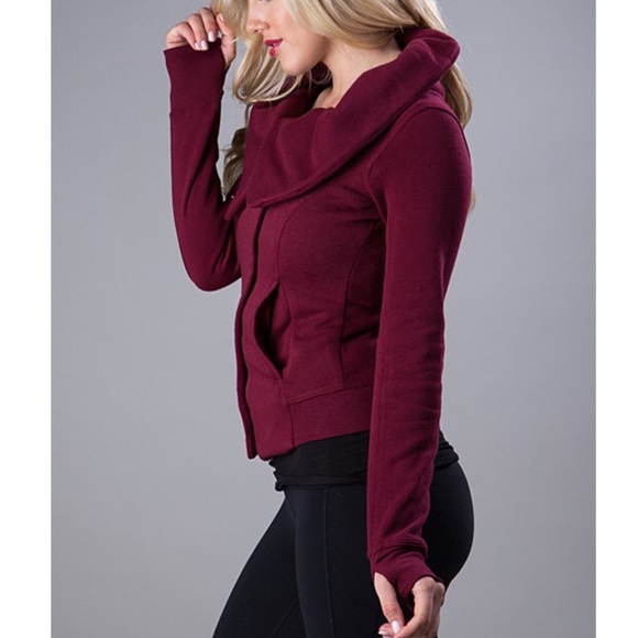 🆕ESSENCE jacket w/ thumb holes -BURGUNDY - Picture 3 of 4