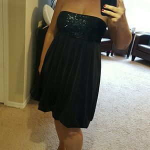 INC Black Bubble Skirt Cocktail Dress