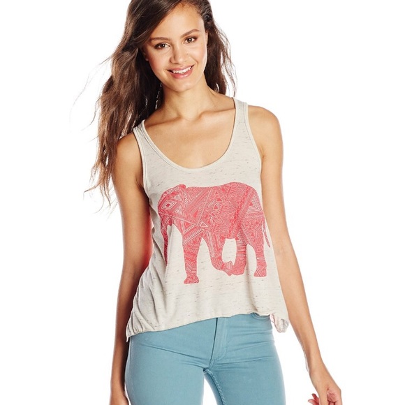 New Beige Pink Geometric Elephant Shirt Top S