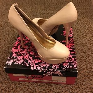 Nude platform tall heels