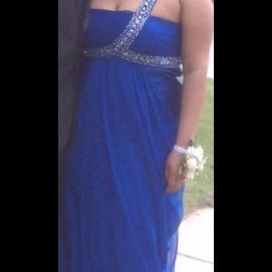 Royal Blue One Shoulder Prom Dress Size 18