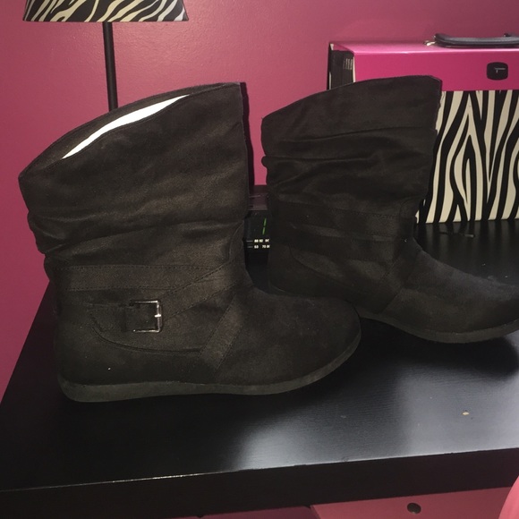 Black suede boots great for the cold weather