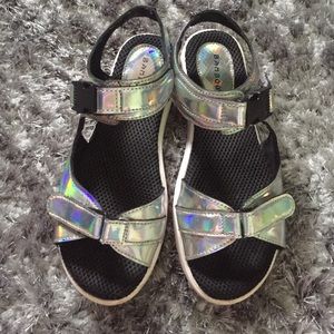 Holographic Buckle Sandals
