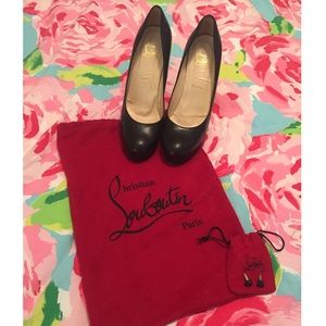 Christian Louboutin Black Leather Heels 37 1/2