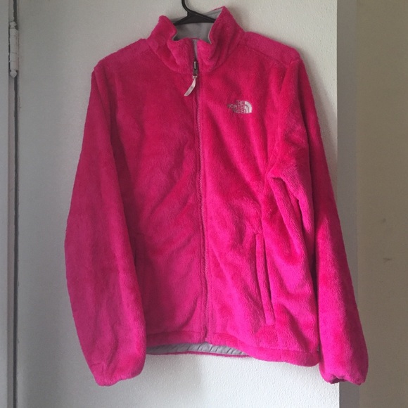 fuzzy pink north face jacket