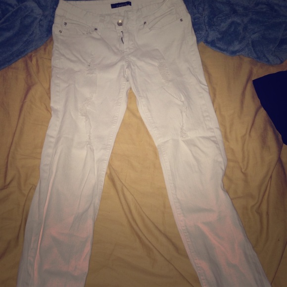 White ripped jeans