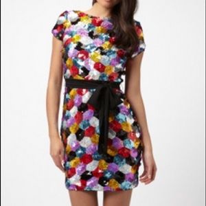 Multi-color sequin mini dress - Size 6