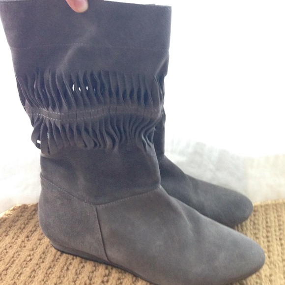 Gray slouchy Seven For All Mankind boots.