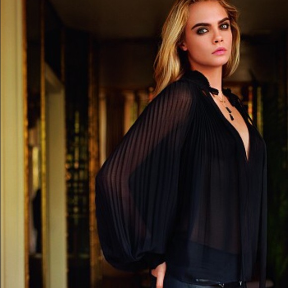 TOPSHOP Long sleeve semi sheer blouse