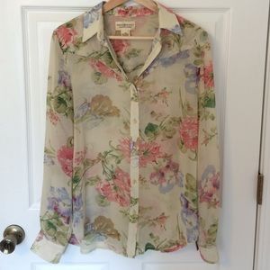Sheer floral button down