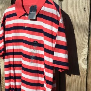 NWT MANS SHORT SLEEVE POLO KNIT STRIPED SHIRT 🌻