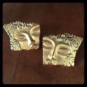 Asian or Indian inspired gold cameo earrings