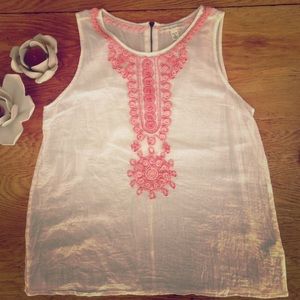 Summer Linen Sleeveless White Top Banana Republic