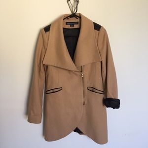 French Connection Coat with Faux Leather