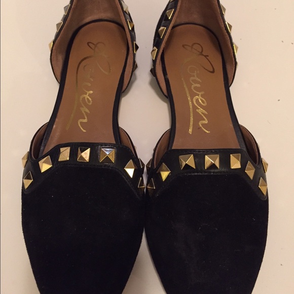 Rowen black suede studded flats