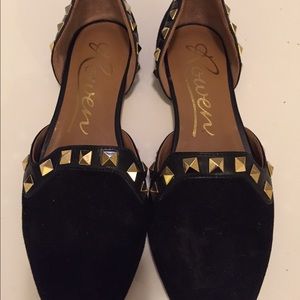 Rowen black suede studded flats