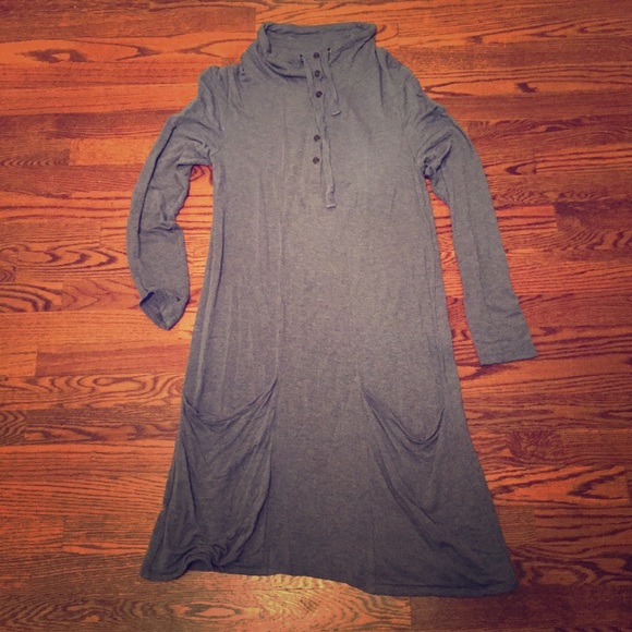 Comfiest French terry dress with cowel neck.