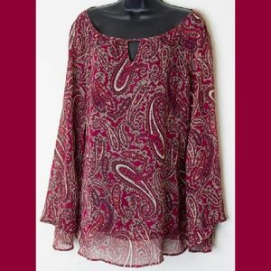 Express Size 14 Silk Paisley Peasant Blouse
