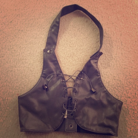 Leather vest.