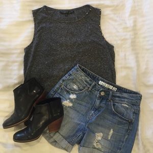 Topshop petite studded gray tank top