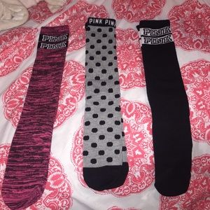 3 pairs of never worn VS Pink Knee-High Socks
