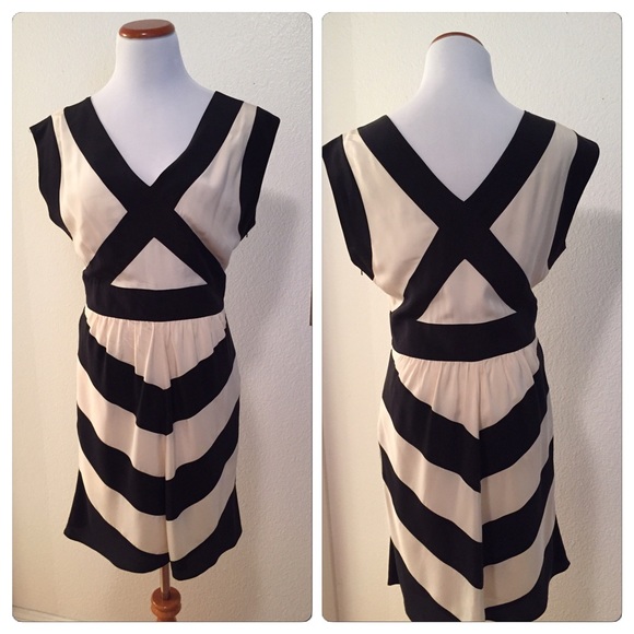 Cute Black & Cream Striped Dress