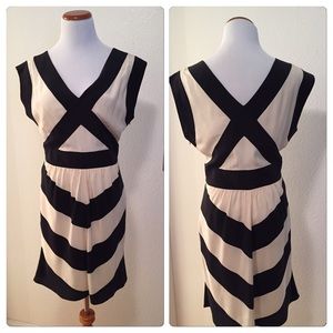 Cute Black & Cream Striped Dress