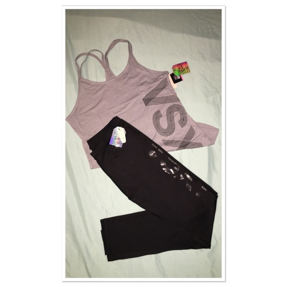 VS workout tights & strappy tank outfit!