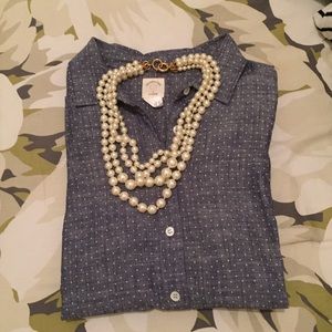 J. Crew perfect shirt in chambray polka dot