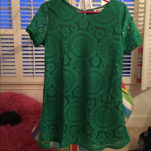 Green Lace T-Shirt Dress
