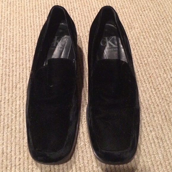 Black velvet loafers