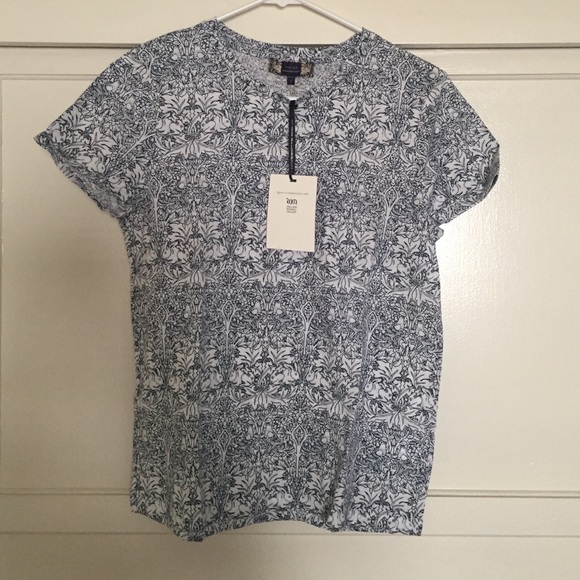 Jigsaw t-shirt blue and white patterned size Small