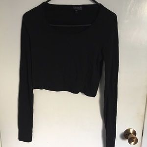 TopShop Black Longsleeve Crop Top