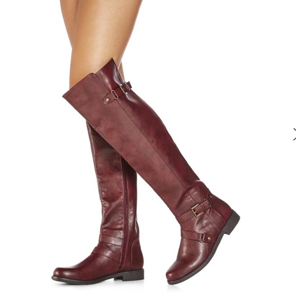 Burgundy Knee High Boots