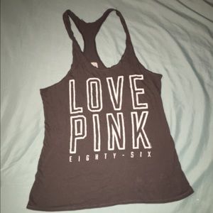 VS Pink grey muscle tank