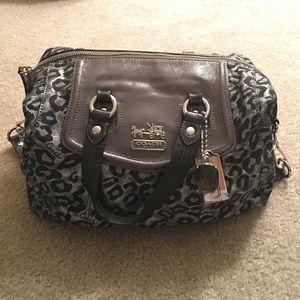 Silver, gray, and black Leopard print Coach bag
