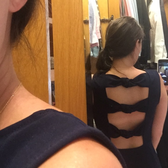 NEW Navy Zara dress with bow detail on the back - Picture 2 of 2