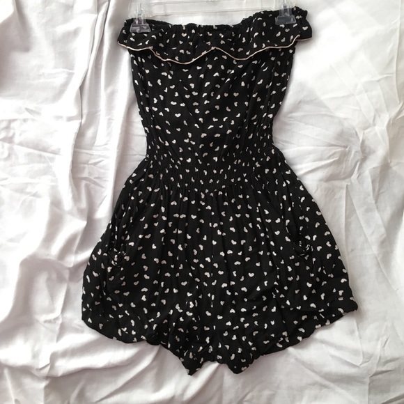 Medium Forever21 black and white heart romper