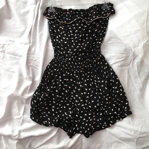 Medium Forever21 black and white heart romper
