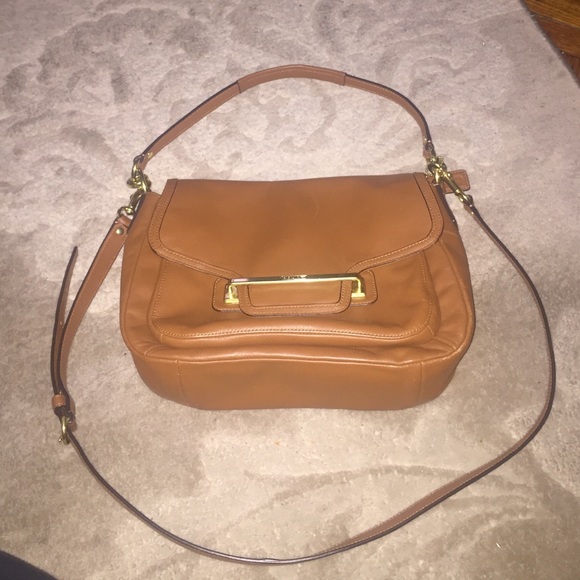 SOLD. Brown COACH Taylor Flap Bag with Gold hrdwr - Picture 1 of 4