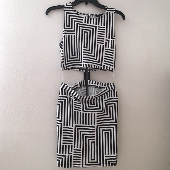 Forever21 tribal black and white party dress