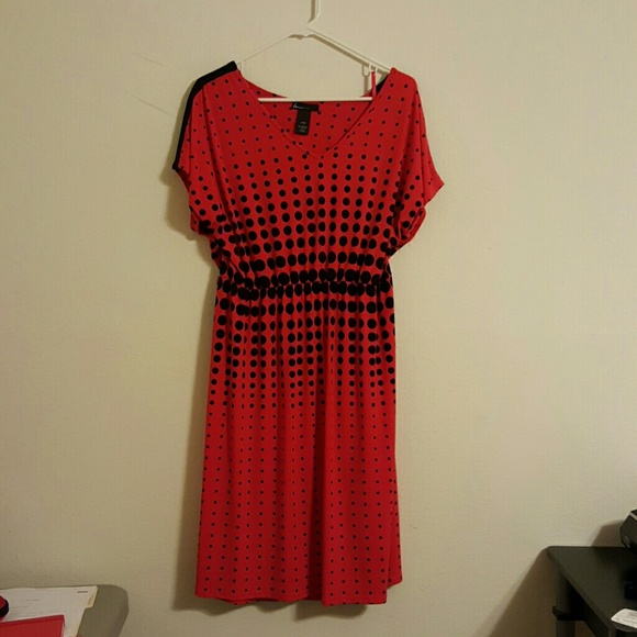 Red Lane Bryant dress w/black polka dots 14/16