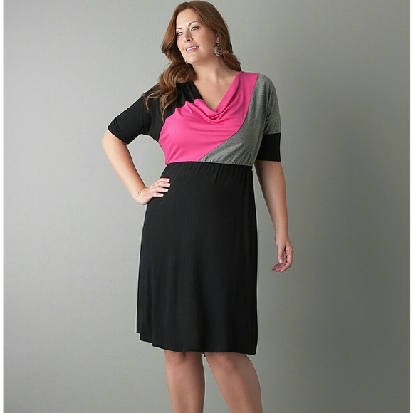 Lane Bryant Cowl-neck color block dress 14/16