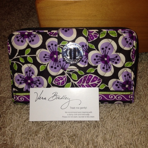 Vera Bradley Plum Petals Turn Lock Wallet