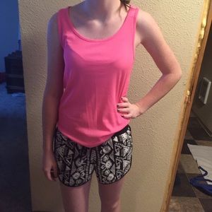 Pink dri fit tank and printed shorts