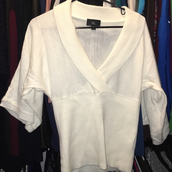 All white dressy v neck sweater