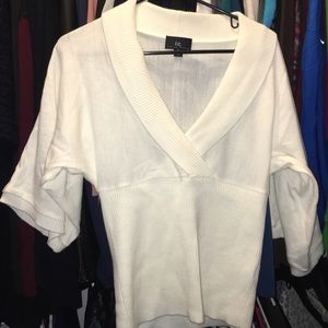 All white dressy v neck sweater