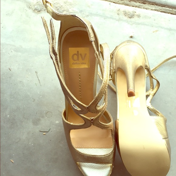Gold strap heels new