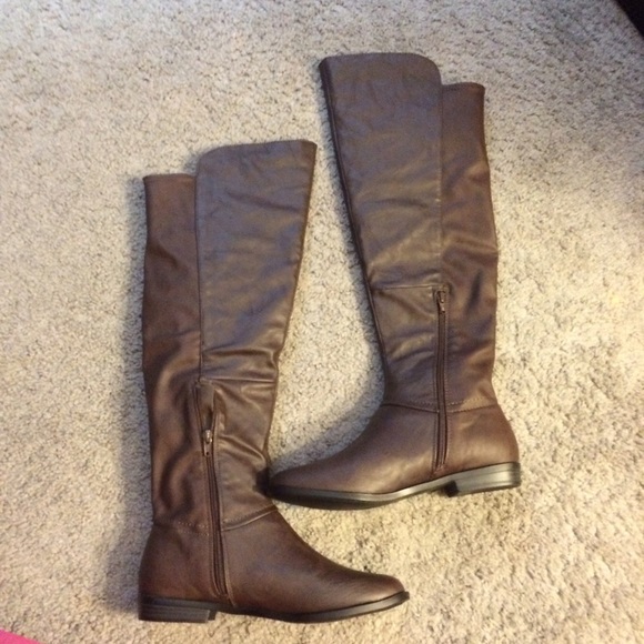 Brown knee high boots