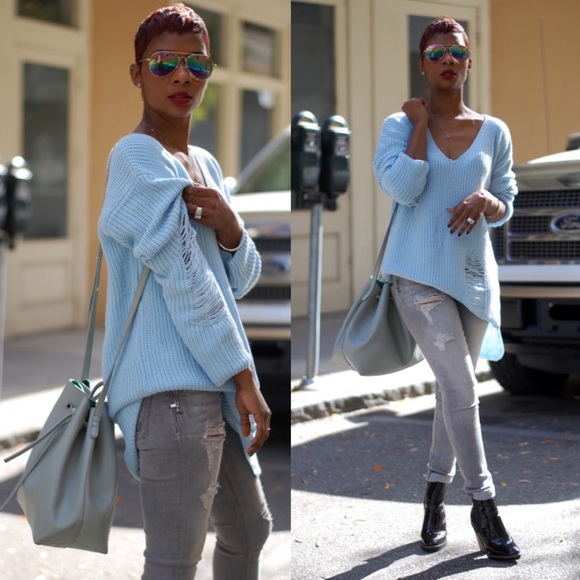 Distressed Blue Sweater